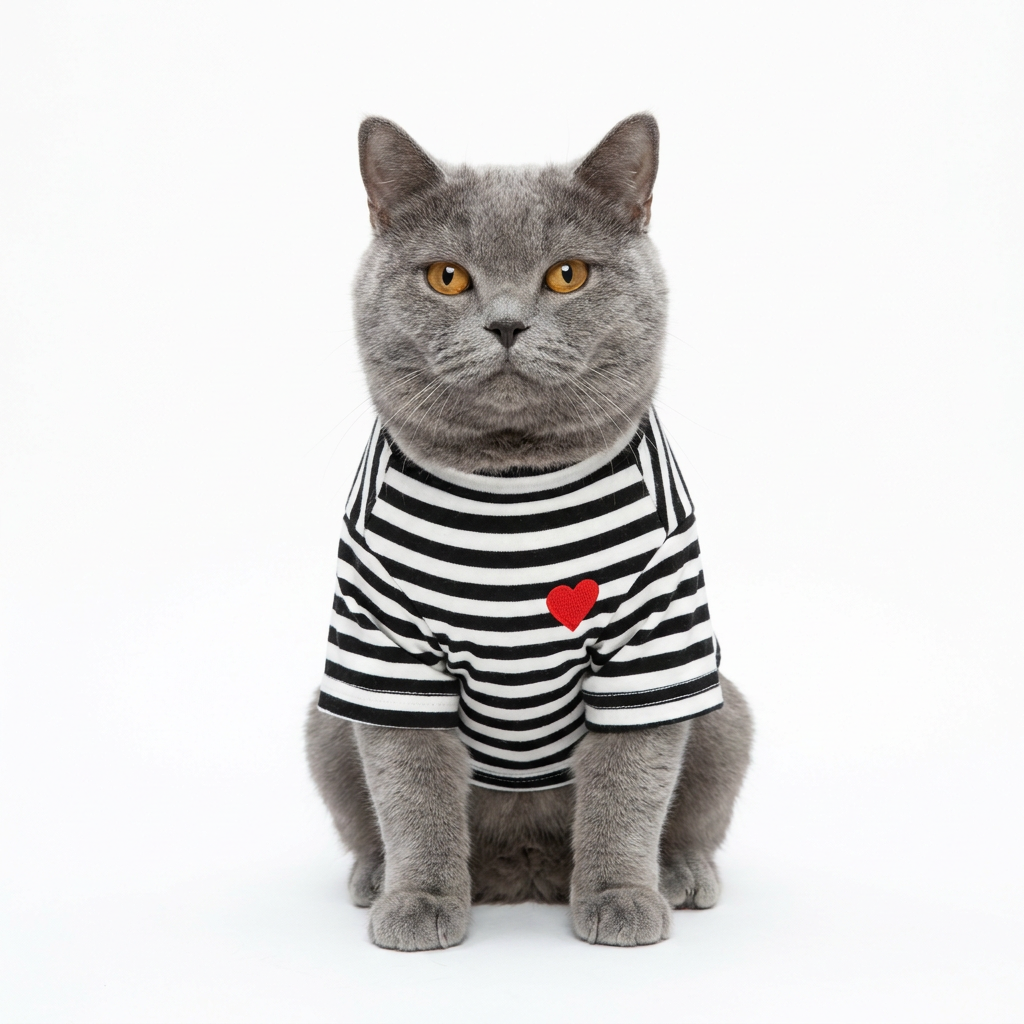 Meowfit Stripe Tee — Classic Pet Shirt for Cats & Small Dogs