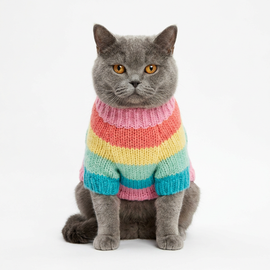 Meowfit Rainbow Knit — Colorful Sweater for Cats & Small Dogs